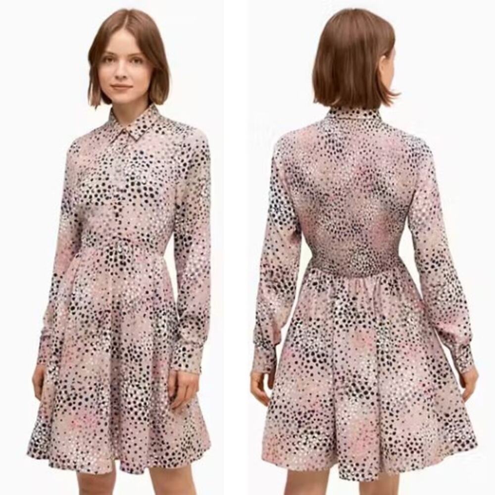 Kate Spade Pink and Black Long Sleeve Dress